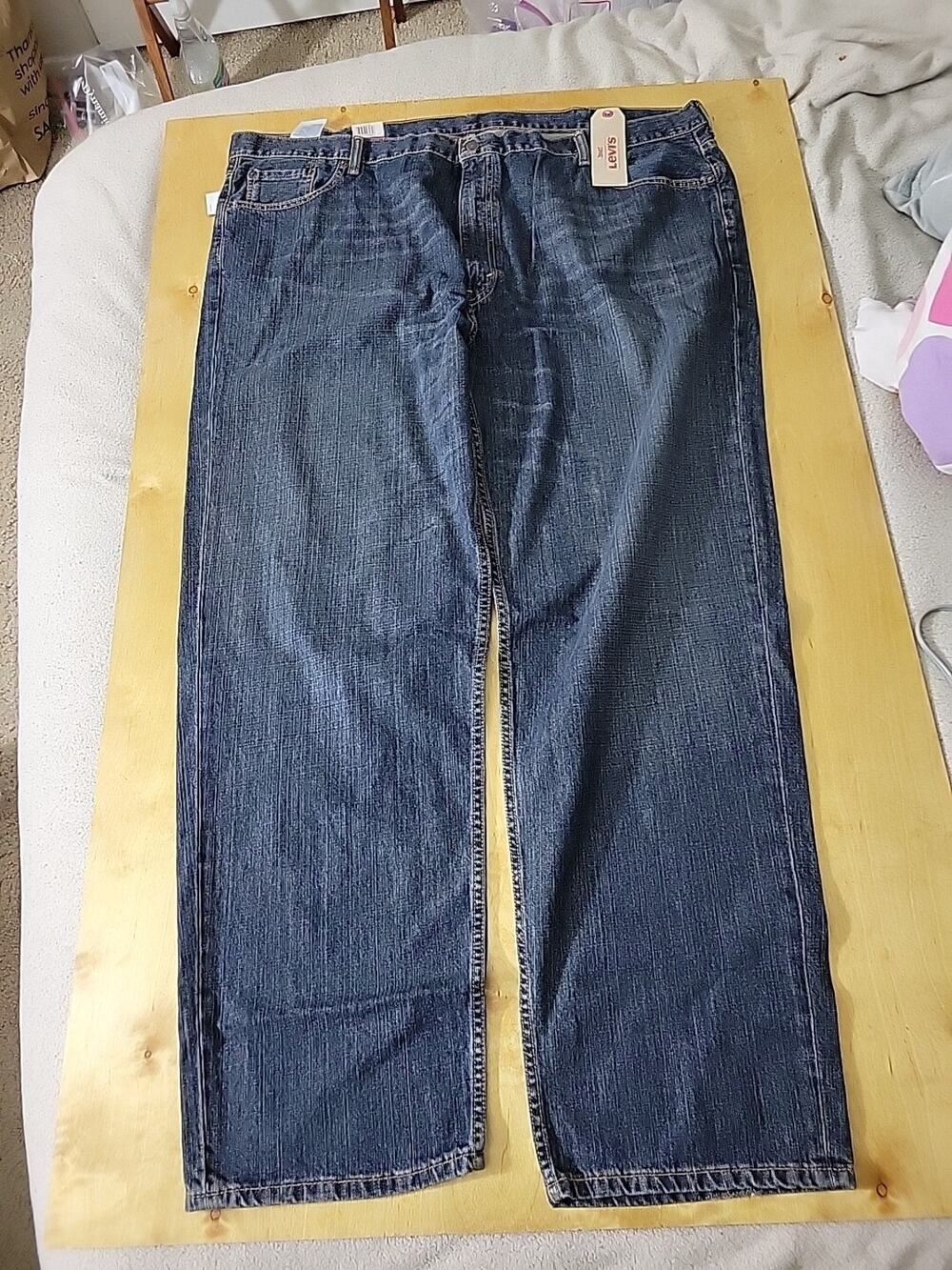 Mens Levi's 550 Relaxed Fit Straight Blue Denim Jeans Size 50 x 34